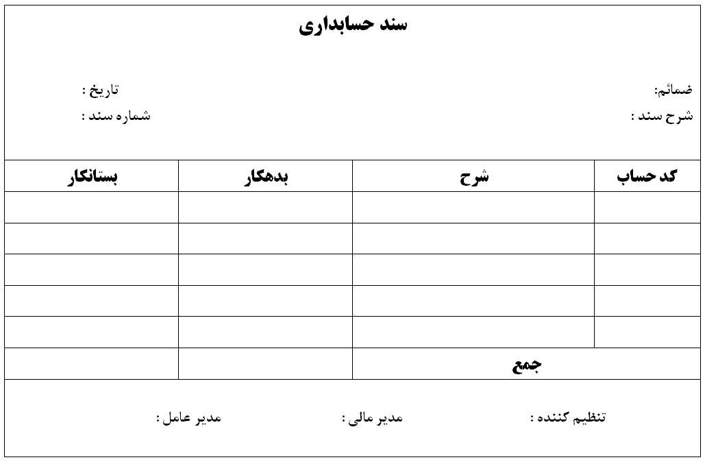 سند حسابداری