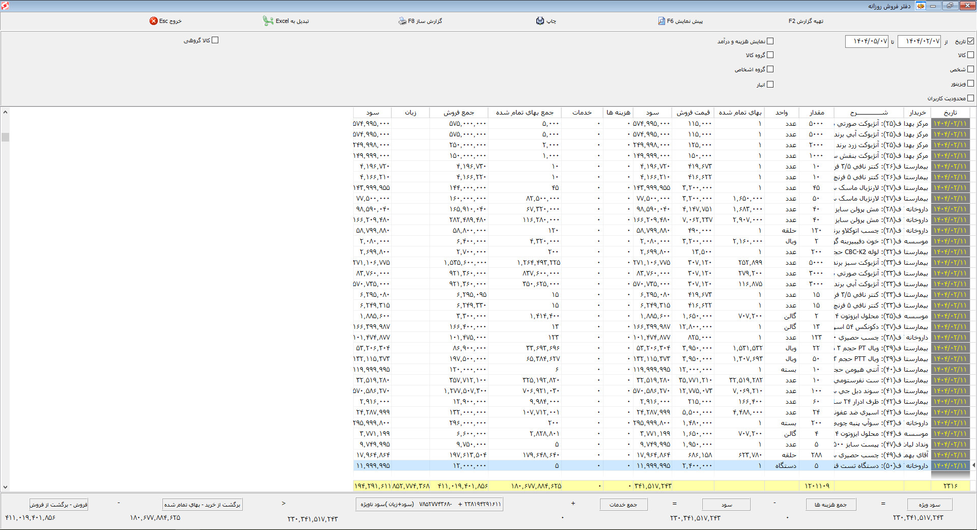 نرم افزار حسابداری تجهیزات پزشکی و کالای طب سازه حساب
