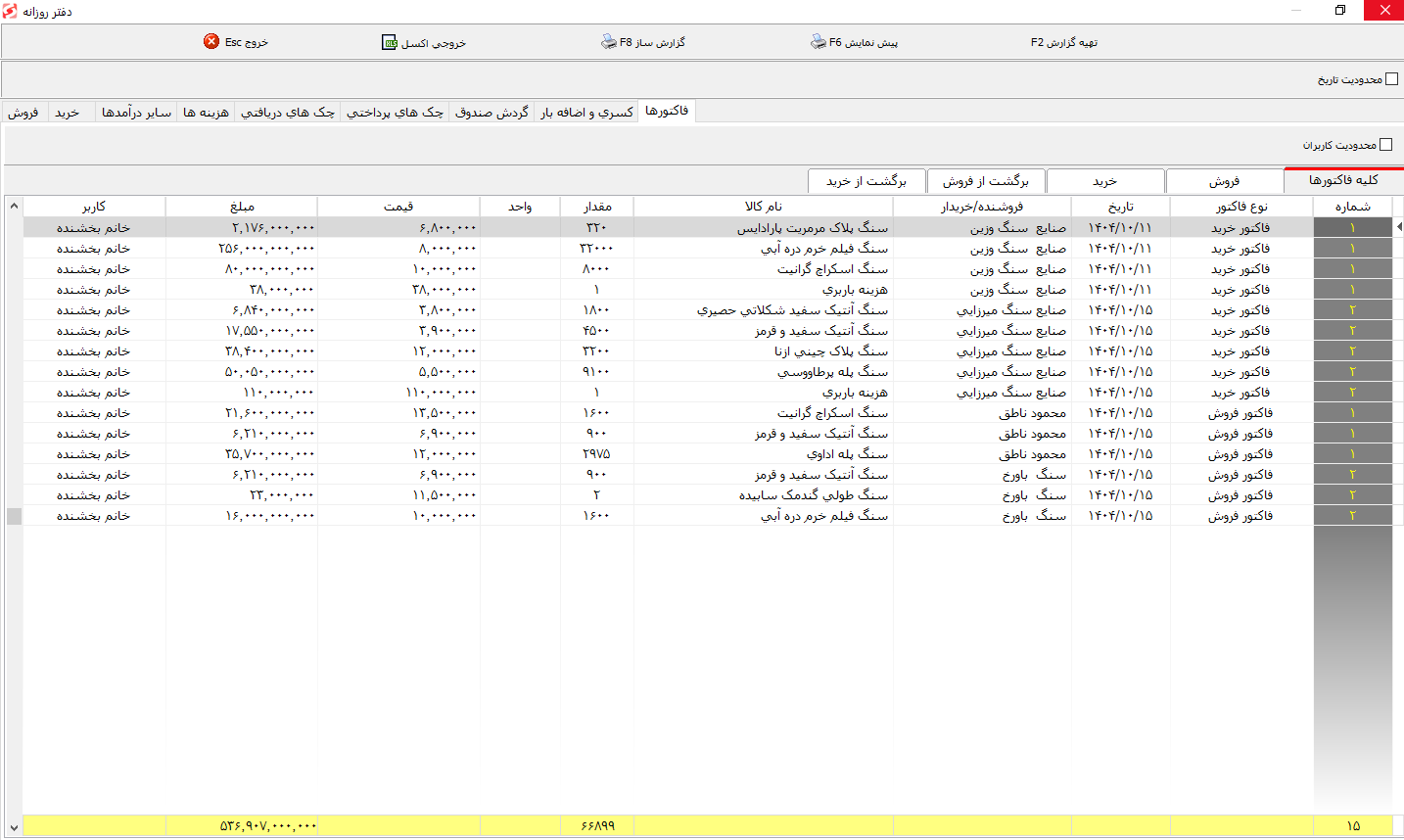 نرم افزار حسابداری سنگبری و سنگ فروشی
